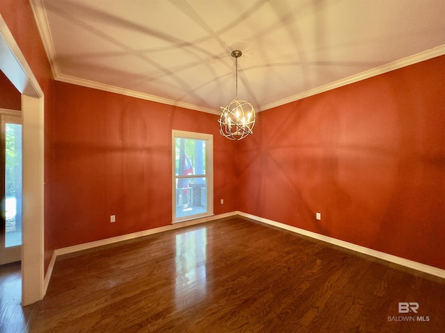 603 Northshore Dr, Bay Minette, AL 36507 - unfurnished room featuring wood finished floors, plenty of natural light, a chandelier, baseboards, and ornamental molding