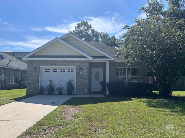 view of front of house featuring a garage and a front lawn