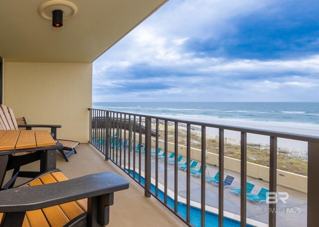 24132 Perdido Beach Blvd Unit 1024, Orange Beach, AL 36561 - balcony featuring a view of the beach and a water view