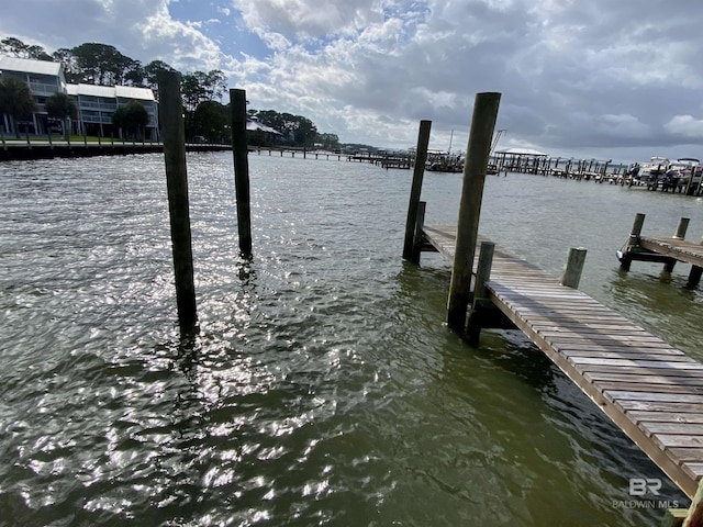 view of dock featuring a water view