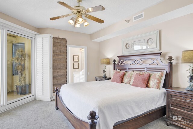 13601 Perdido Key Dr Unit W-12A, Perdido Key, FL 32507 - bedroom featuring carpet floors, visible vents, a ceiling fan, and ensuite bathroom