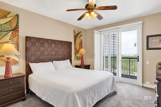13601 Perdido Key Dr Unit W-12A, Perdido Key, FL 32507 - carpeted bedroom featuring a ceiling fan, baseboards, and access to outside