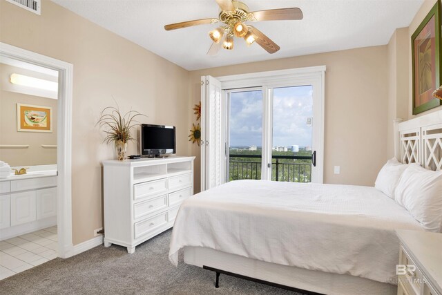13601 Perdido Key Dr Unit W-12A, Perdido Key, FL 32507 - bedroom featuring light carpet, a sink, ensuite bathroom, visible vents, and access to outside