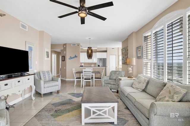 13601 Perdido Key Dr Unit W-12A, Perdido Key, FL 32507 - living area with a ceiling fan, visible vents, a wealth of natural light, and light tile patterned floors