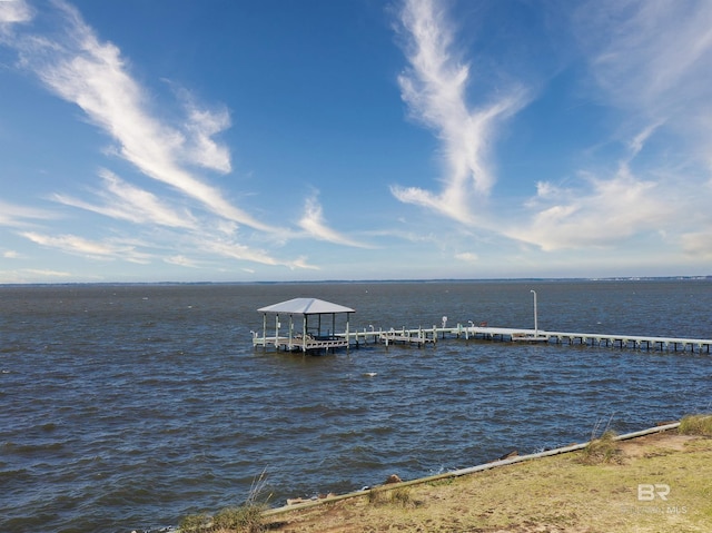 dock area featuring a water view