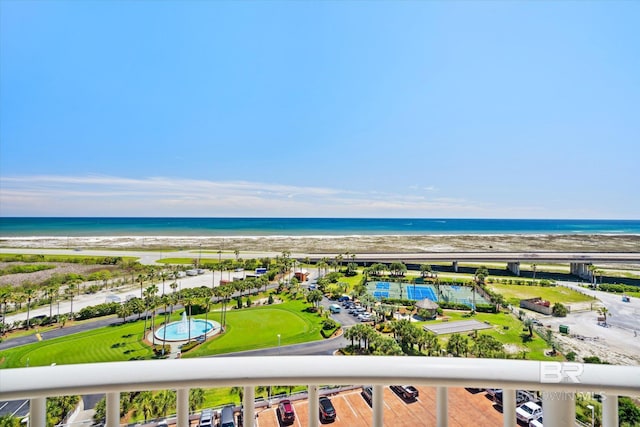 view of water feature with a view of the beach