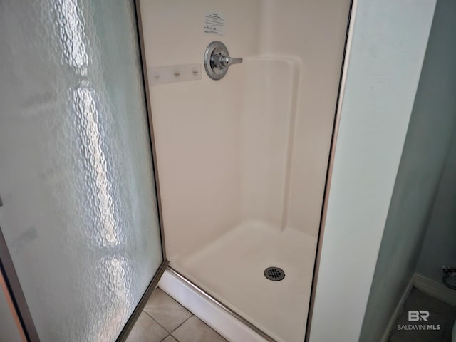 bathroom featuring tile patterned floors and walk in shower