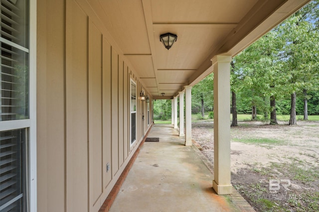 view of patio featuring wine cooler