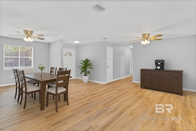 3304 Armond St, Mobile, AL 36605 - dining space featuring a ceiling fan and light wood-style floors