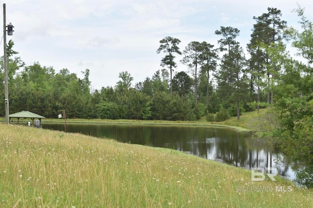 water view featuring a gazebo