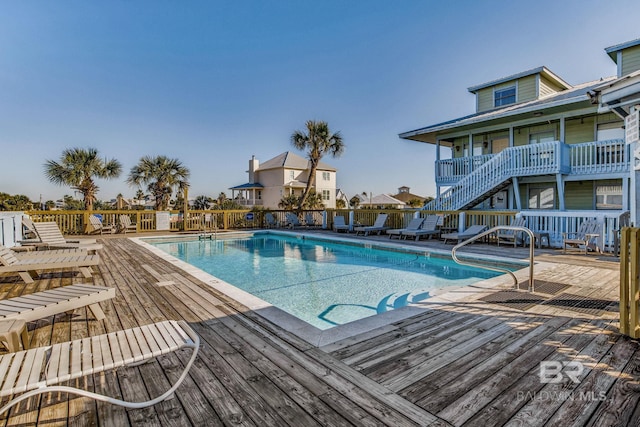 view of pool featuring a deck