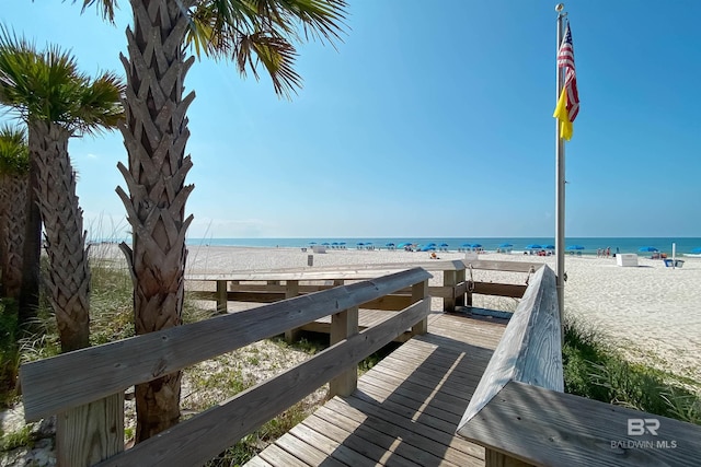 view of water feature featuring a view of the beach