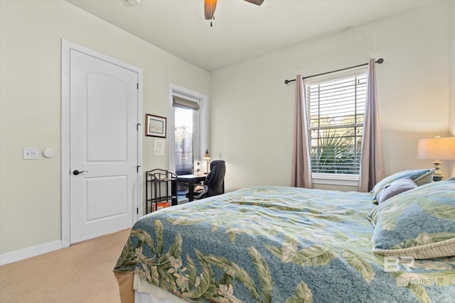 bedroom with carpet and ceiling fan