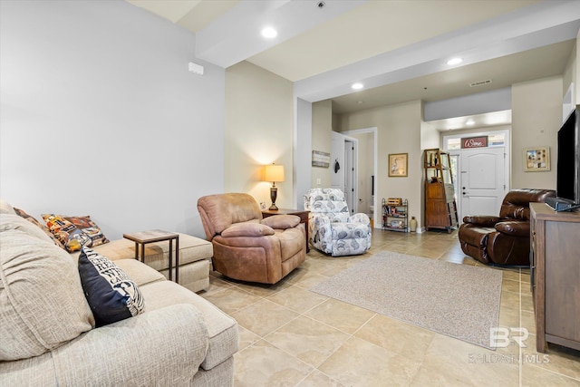 view of tiled living room