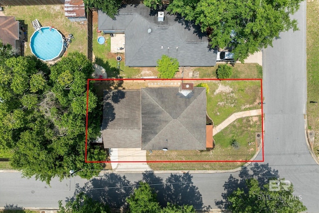 1116 Linlen Ave, Mobile, AL 36609 - aerial view of property's location featuring a pool and property parcel outlined