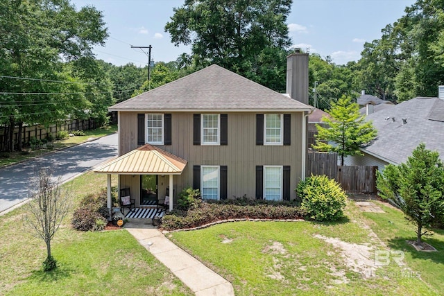 1116 Linlen Ave, Mobile, AL 36609 - view of front facade featuring a chimney, covered porch, and a shingled roof