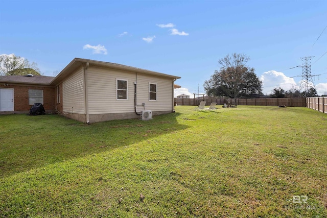 exterior space featuring a yard and a fenced backyard