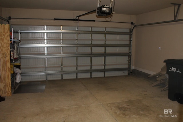 garage with a garage door opener