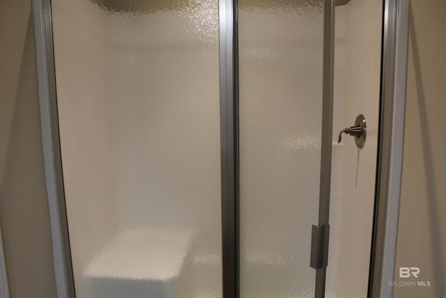 interior details featuring a shower stall