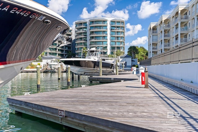 view of dock featuring a water view