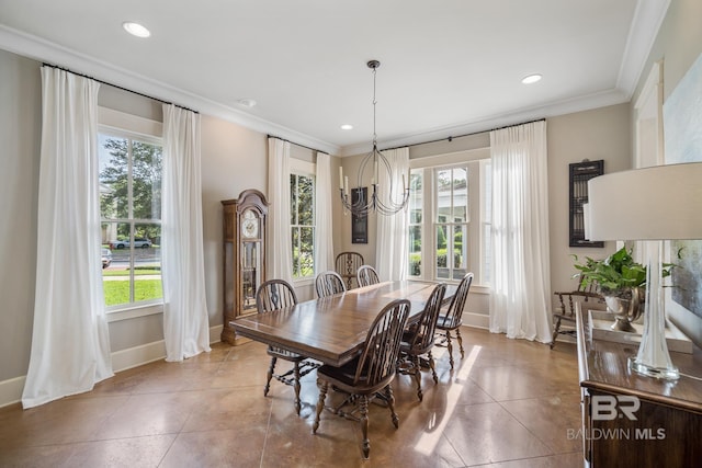 dining space featuring tile flooring and a healthy amount of sunlight