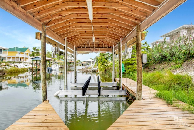 view of dock featuring a water view