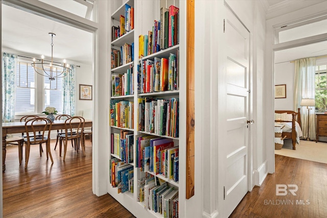 14 Macy Pl, Mobile, AL 36604 - hall with wood finished floors and a chandelier