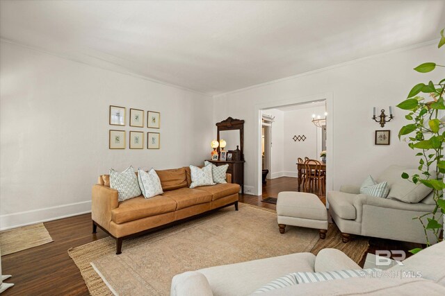 14 Macy Pl, Mobile, AL 36604 - living area with a chandelier, wood finished floors, and crown molding