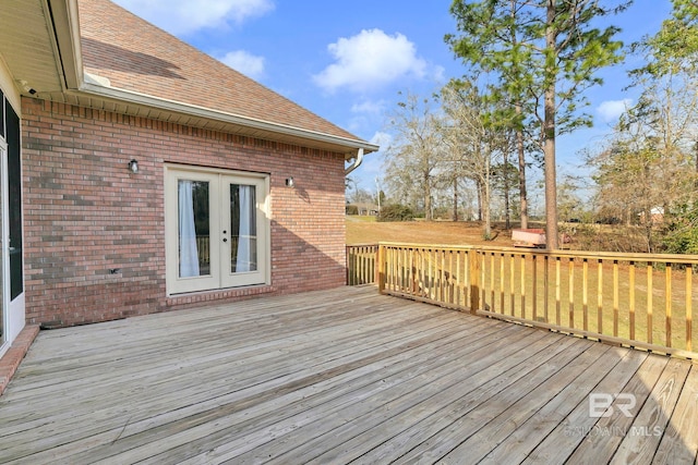 wooden terrace with french doors