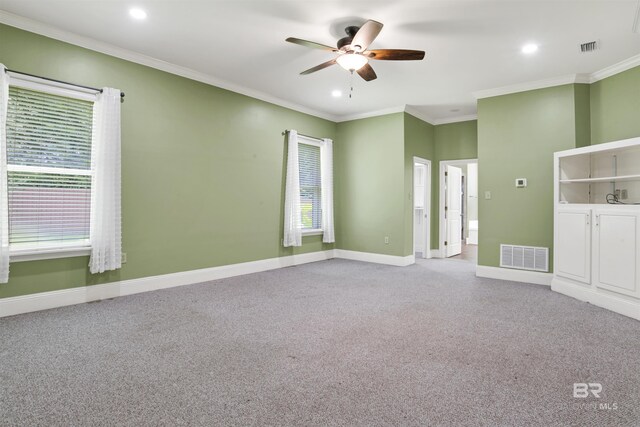 4340 Hamilton Oaks Ln, Mobile, AL 36695 - carpeted spare room featuring ceiling fan, recessed lighting, and ornamental molding