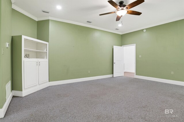 4340 Hamilton Oaks Ln, Mobile, AL 36695 - carpeted empty room with ceiling fan and ornamental molding