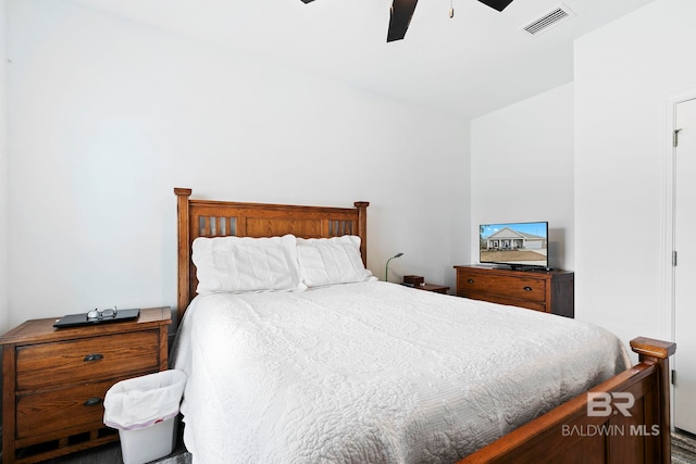 bedroom featuring ceiling fan