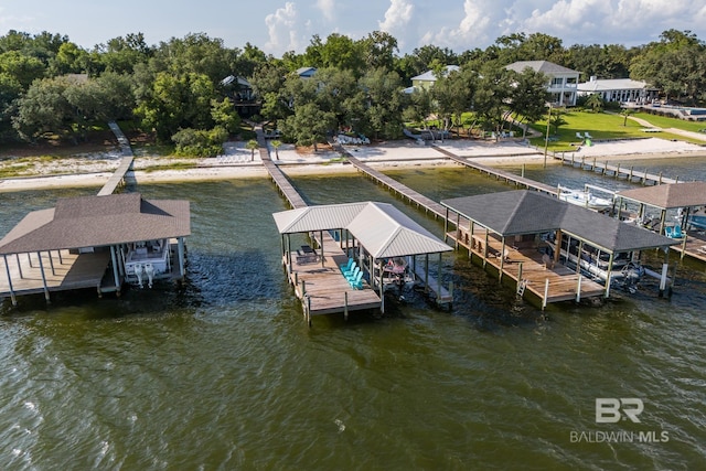 dock area with a water view