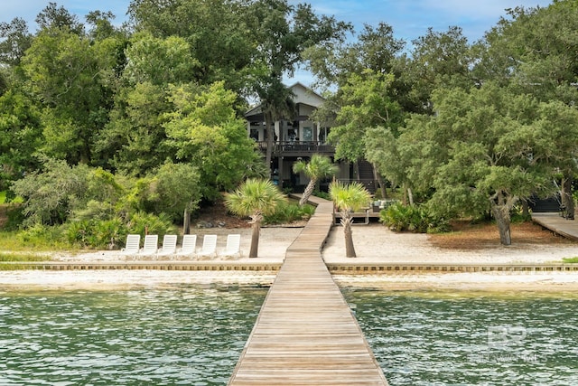 dock area featuring a water view