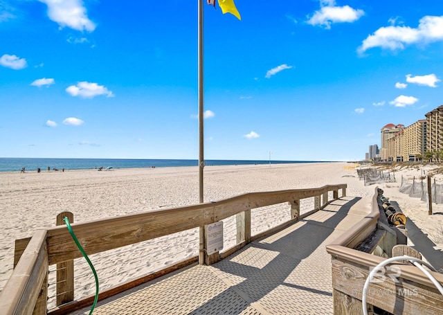 view of water feature featuring a view of the beach