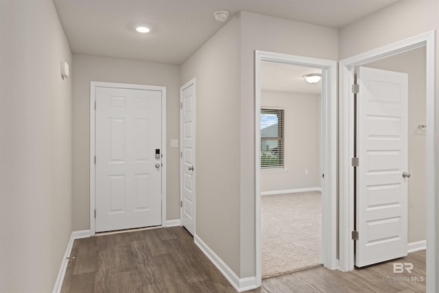 foyer with carpet