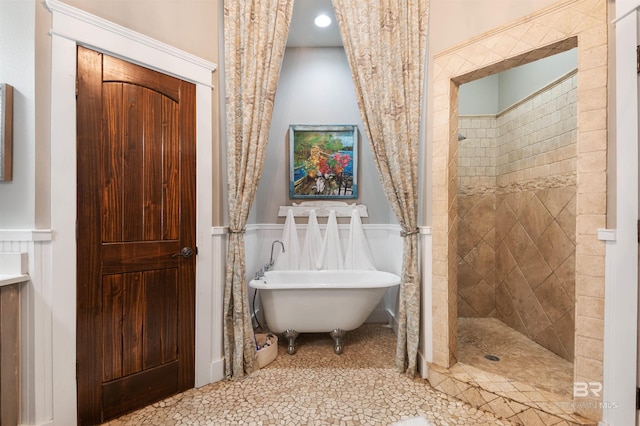 bathroom with plus walk in shower