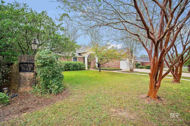 view of yard with a garage