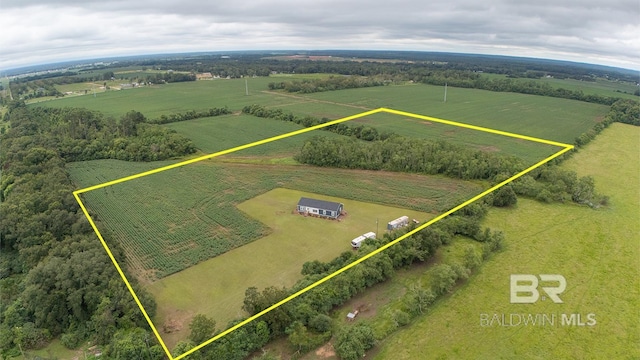 drone / aerial view featuring a rural view