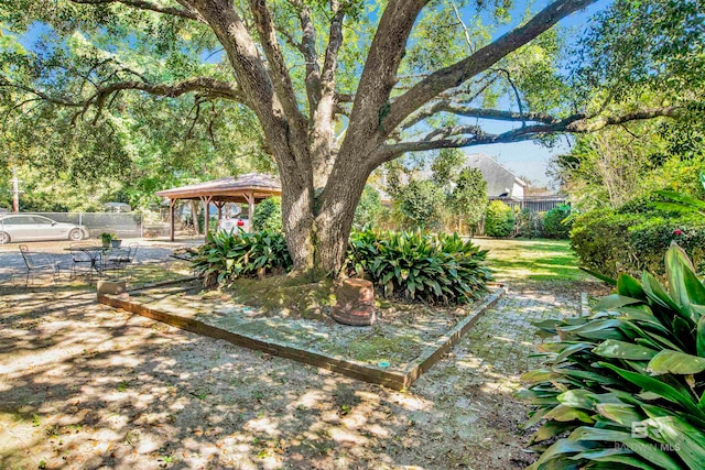 view of yard featuring a gazebo and a patio