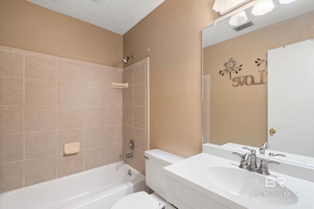 2405 Pavan Dr, Mobile, AL 36693 - full bath featuring a textured ceiling, vanity, toilet, and bathing tub / shower combination