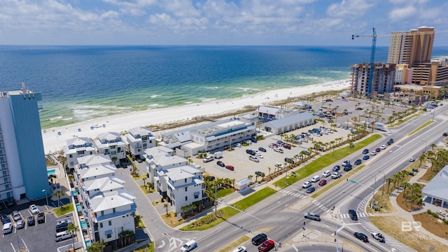 aerial view with a beach view and a water view