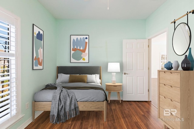 bedroom featuring dark hardwood / wood-style floors