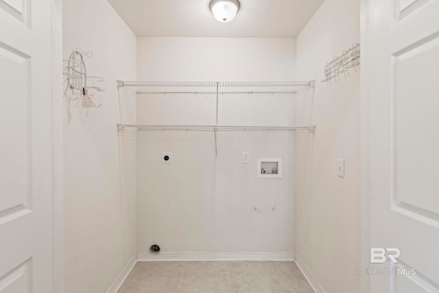 clothes washing area featuring hookup for an electric dryer and washer hookup