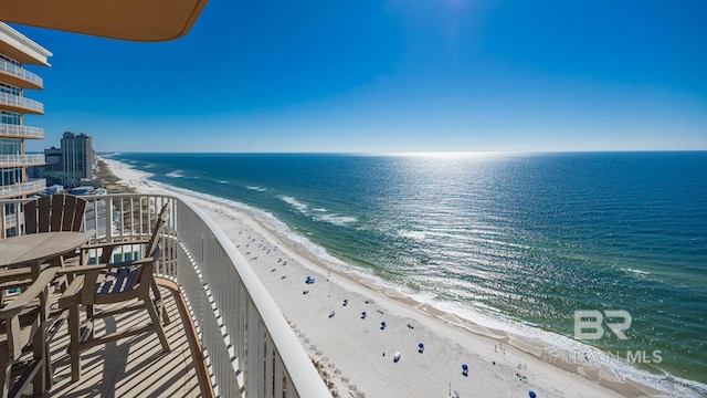 water view with a view of the beach