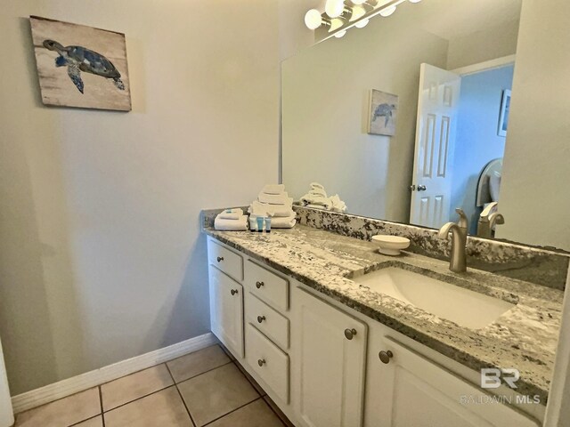 bathroom featuring vanity and tile patterned flooring