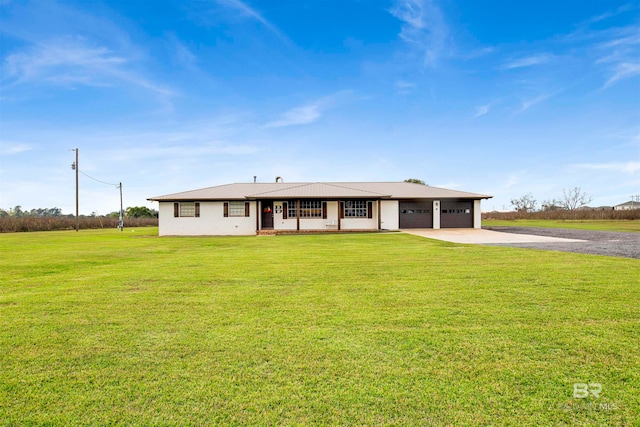 ranch-style house with a front lawn and a porch