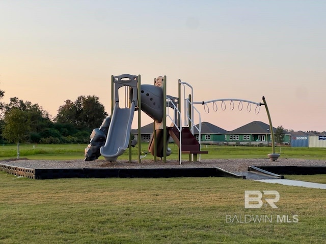 playground at dusk with playground community and a yard