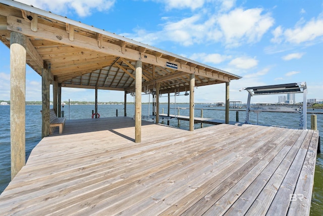 dock area featuring a water view