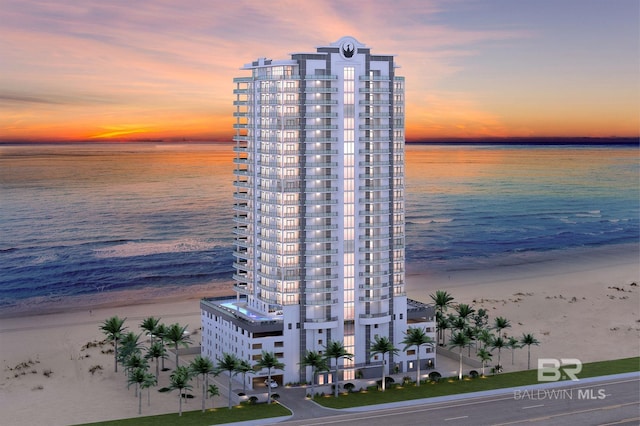 water view featuring local beach